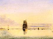 Clement Drew Boston Harbor at Sunset oil on canvas